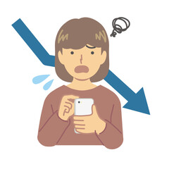 人物 下昇して悲しむ女性