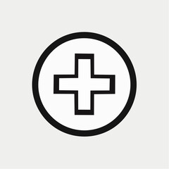 Fototapeta premium Simple black plus sign icon in a circle, representing an add button or new item symbol. Vector graphic for web and application interface design