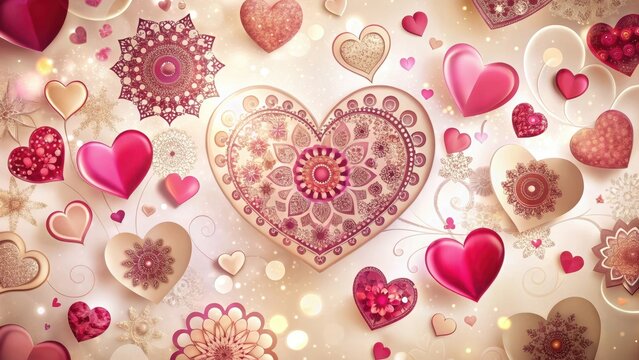 An Enchanting Array of Ornate Hearts and Floral Designs, Perfect for Romantic Celebrations and Festive Occasions