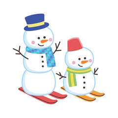 スキーをする雪だるま