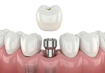 Dental Implant Structure Metal Abutment with Ceramic Crown and Teeth