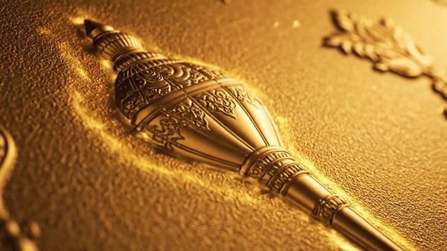 golden 3d embossed ornate sacred vessel