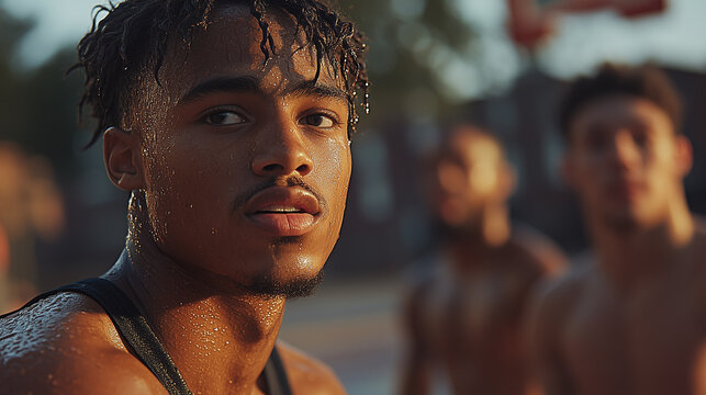 Sweaty Athlete Resting After Workout