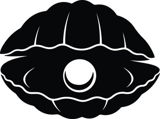Vector Seashell holding precious pearl ocean treasure silhouette illustration