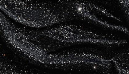 Sparkling Black Fabric With Silver And Gold Glitter Detail In A Top Down Angle With Soft Shadows And Dramatic Lighting