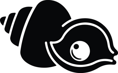Vector Seashell or conch with a pearl inside silhouette illustration