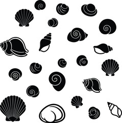 Vector Seashells variety of silhouettes sea shells collection illustration