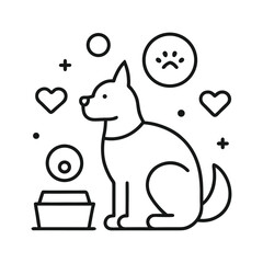 Pet Care Lifestyle Icons Monoline Line Art