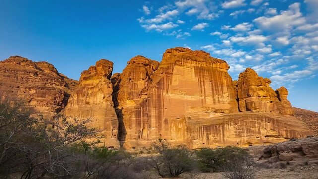 rock formations of badami caves in karnataka indian landscape