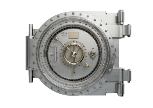 Metal vault door, detailed design