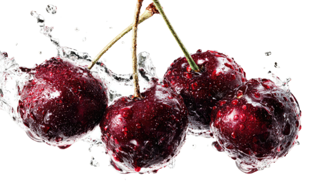 Fresh cherries in water splashes (1)