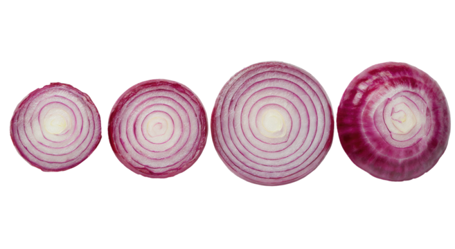 Cross-sections of red onions