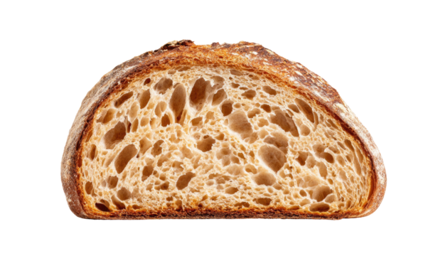 Close-up of a rustic artisan bread slice - Powered by Adobe