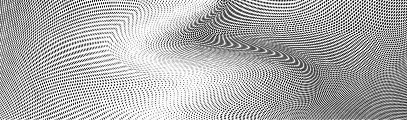Wavy gradient halftone dots pattern texture background
