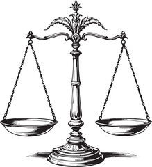 Balance scale vector illustration symbolizing justice, fairness, equality, and legal system design