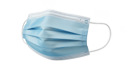 Blue Disposable Medical Face Mask Isolated on Transparent PNG Background