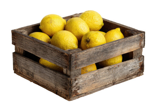Fresh lemons in a rustic wooden crate (1)