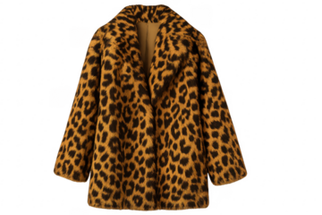 Faux fur leopard print coat luxurious fashion