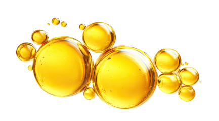 Golden oil bubbles on black background