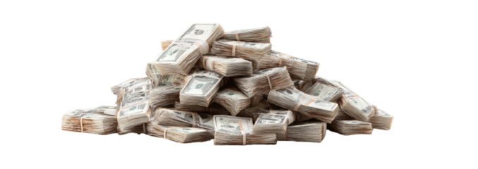 Pile of bundled banknotes