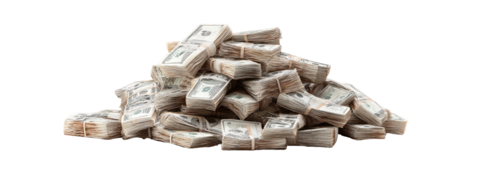 Pile of bundled banknotes