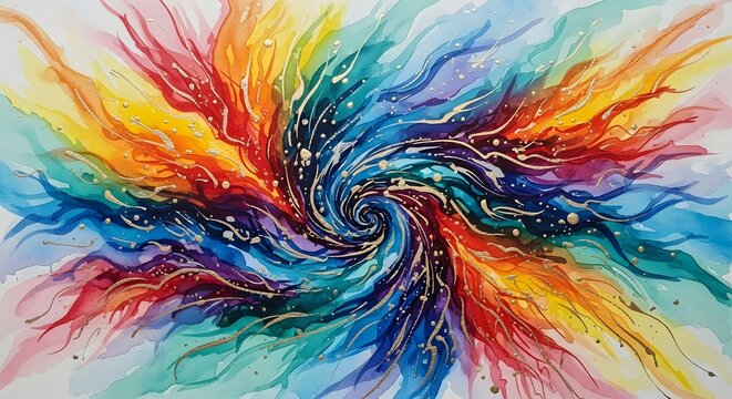 Abstract colorful swirl design with watercolor effect for artistic background - Powered by Adobe