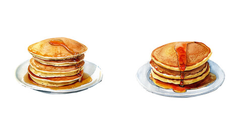 cute pancake watercolor vector illustration