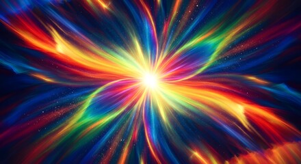 Abstract colorful light explosion illustration with vibrant swirling energy