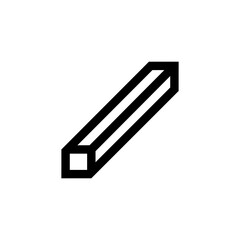 Vector Rectangular Tube Steel Icon – Rectangular Hollow Section Metal Profile Symbol for Fabrication, Material, Construction, and Engineering Design