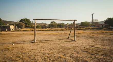 Rustic football goal in a mexican village