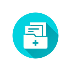 Medical folder flat icon. Simple illustration with long shadow for graphic and web design.