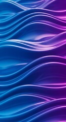 Fototapeta premium Abstract 3D fluid waves in blue and purple tones, glossy surface, Phone wallpaper