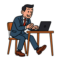 Cartoon businessman working laptop vector