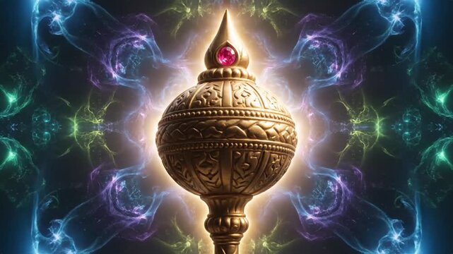 hanuman's golden gada glowing mystical weapon