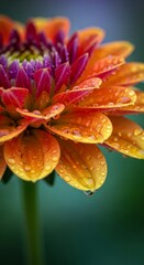Fototapeta premium Macro photo of a colorful flower with water droplets, ultra-detailed, Phone wallpaper