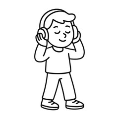Obraz premium Cartoon enjoying music illustration vector