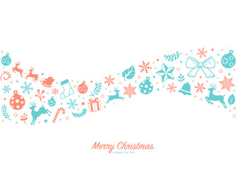 Horizontal vector illustration with Christmas motifs