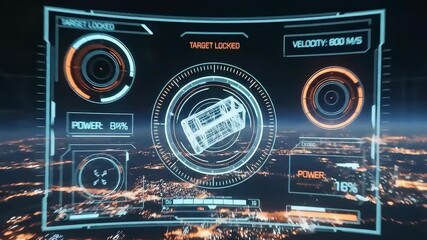 Layered futuristic interface featuring rotating 3D holograms, scanning targets, and digital readouts, offering a deep field of view with a cinematic style reminiscent of Iron Man.
 - Powered by Adobe