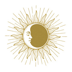 Celestial sun moon mystical illustration vector