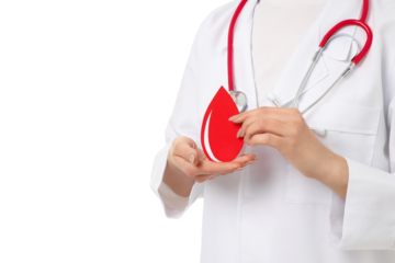 Expert highlights blood donation cutout, isolated on white, PNG