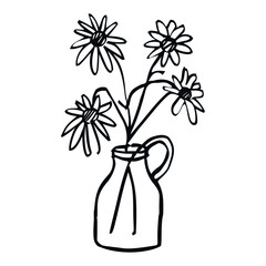 Obraz premium Flower in vase design drawing sketch simple vector