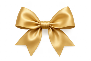 Golden satin bow decoration for gifts and celebration