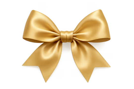 Golden satin bow decoration for gifts and celebration