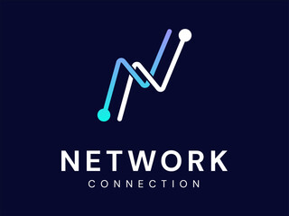 Network Connection with Letter N network lines overlapping technology Analysis logo vector design concept. Letter N logotype ideas for cyber security, Big data, ui, identity, Advanced Technology, web.