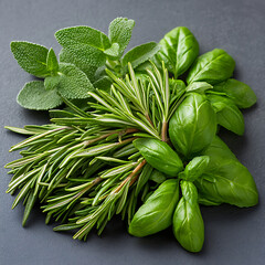 Fresh herbs harvesting kitchen garden culinary ingredients home environment close-up view cooking essentials