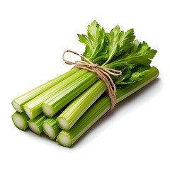 Fresh celery bundle farm market food photography bright setting close-up healthy eating inspiration