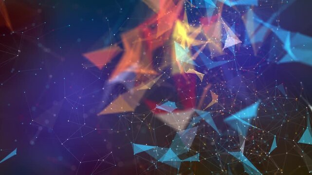 Abstract digital network background with glowing dots and connected lines animation