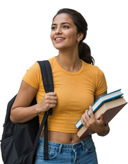 Young Indian College Student with Backpack – Transparent Background PNG