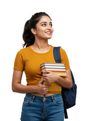 Young Indian College Student with Backpack – Transparent Background PNG