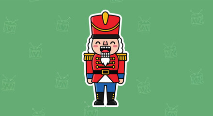 Cheerful nutcracker stands at attention against a green backdrop, ready to celebrate the holiday season with a joyful and festive spirit.